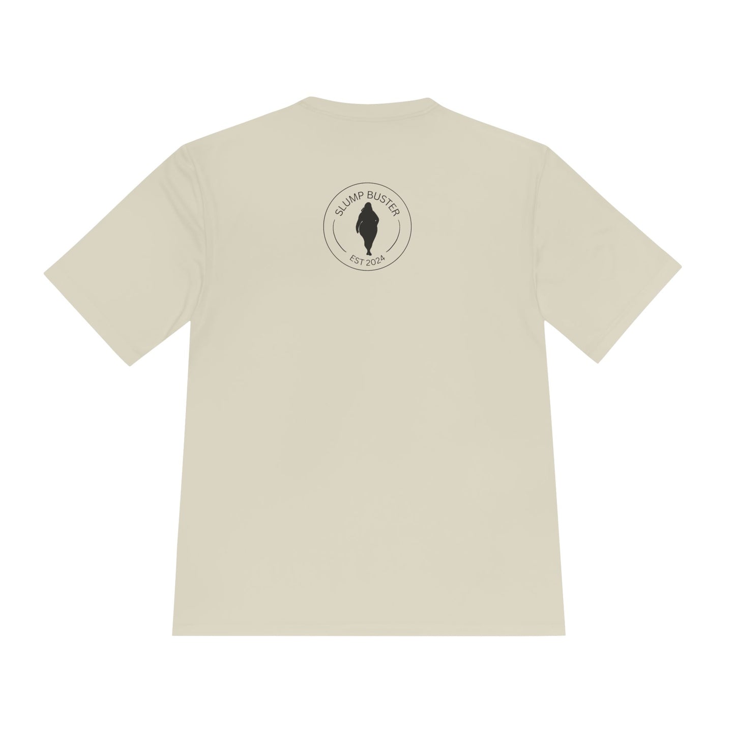 Beige t-shirt with a retro vintage surf logo on the back against a white background